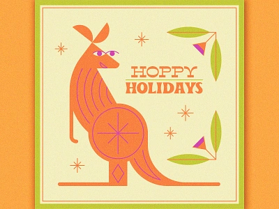 Hoppy Holidays animal animals aussie australia australian christmas flat geometric holiday holidays illustration kangaroo kangaroos leaf leaves roo star typography vector vintage