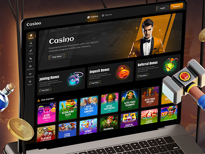 Casino Website UI Design bonsu cards casino platform casino website home page lobby page ui ui design website interface