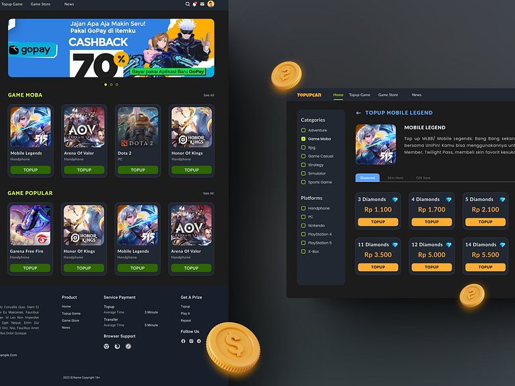 Top-Up Game UI Design by Rio Abilaji on Dribbble