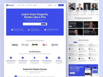 Growise Website - Empowering Entrepreneurs to Succeed cleandesign design designdaily designinspiration designshowcase dribbblecommunity learningwebsite mentoringwebsite ui userinterfacedesign websitedesign