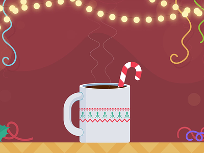 Hot cocoa with marshmellow 2d animation animation caramel cane christmas cocoa coffee garland graphic design holiday illustration lights marshmellow motion graphics mug new year ny winter xmas