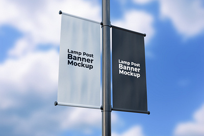 Lamp Post Banner Mockup 3d advertising branding design environment mockup photography product promotion