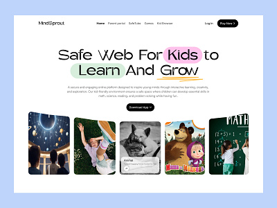 MindSprout - Kid Safe Browser Design browsing experience creative browser interface kid browser kid learning product ui saass safe web web app web design