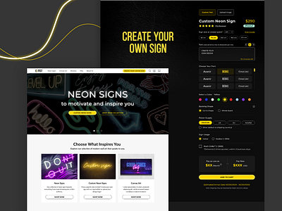 Elitist Custom Sign Builder Web Design custom app custom form customization dark dark mode design desktop ecommerce form neon neon sign shopify ui user experience ux web design web development