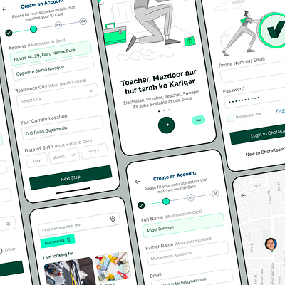 ChotaKaam Small Jobs Mobile App UX UI app clean figma green minimal mobile task ui userexperience ux