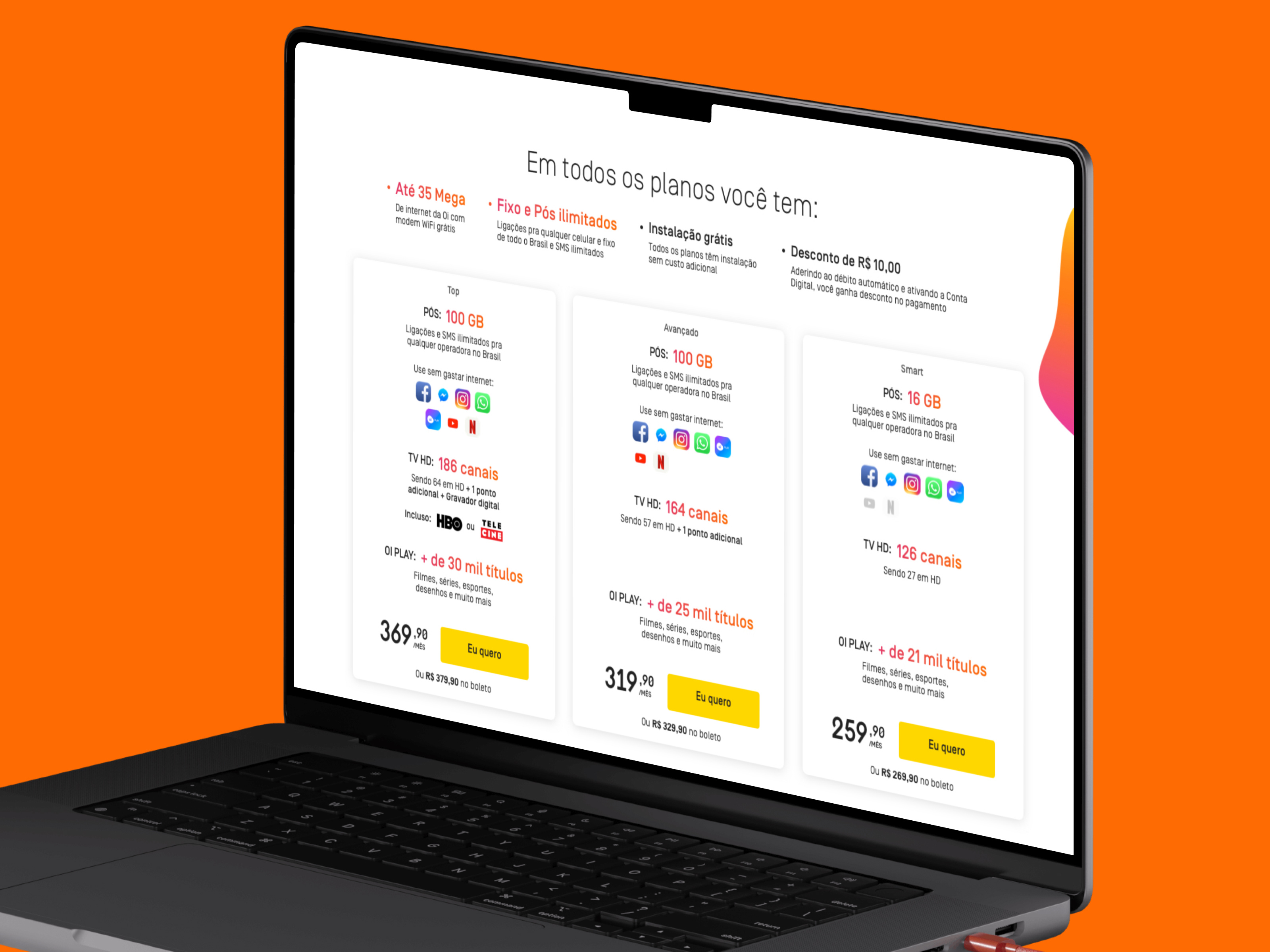 Oi Combo call to action card ui ux