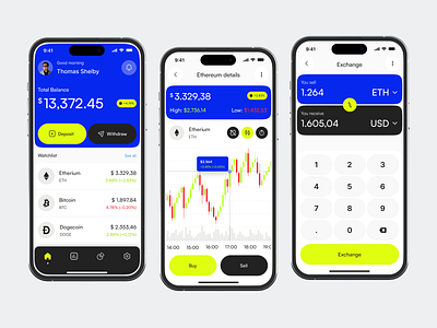 Invesio - Investing Mobile App app bitcoin blockchain clean clear crypto crypto currency crypto mobile app design invest investing investment mobile mobile app mobile design simple stock trading ui ux