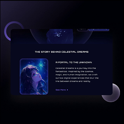 Landing Page - Celestial Dreams branding dark theme design elegance fantasy futuristic graphic design illustration landing page mystical product prototype ui ux website