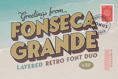 Fonseca Grande ~ Font Duo +BONUS 60s 80s bold branding fat fonseca grande ~ font duo bonus food fun label postcard poster posters restaurant retro vintage fonts