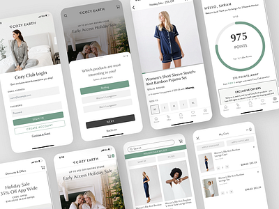Cozy Earth Mobile App Design account android app apple ecommerce figma ios login mobile mobile app mobile first pdp sketch ui user experience ux web web design