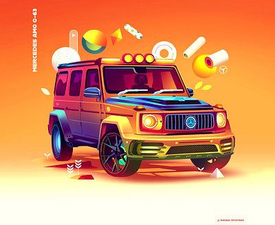 AMG G-63 Mercedes car colorful design futur illustration mercedes neon retro suv vector