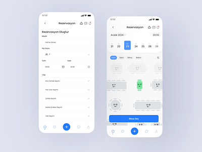 Reservation and Table Selection with Guest Hero app cafe choose dining masa menu mobile order reservation restaurant restoran rezervasyon sipariş table ui ux