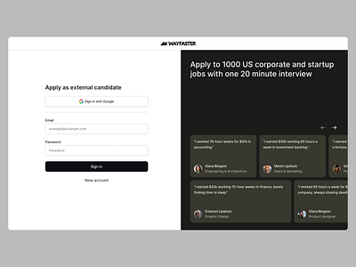 Sign in - Log in as external candidate account clean design log in login login register login registration new account product design register saas saas software sign in sign in screen sign up testimonials ui ux