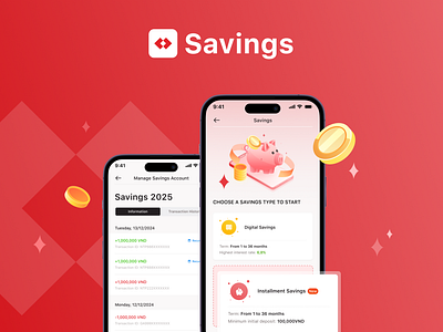 💰 Smart Savings – Modern & Intuitive Banking UI application banking app dailyui designinspiration designtrends dribbble figma financeapp ilustration minimaldesign mobile app design moneymanagement saving money savingsapp smartbanking techcombank uiux