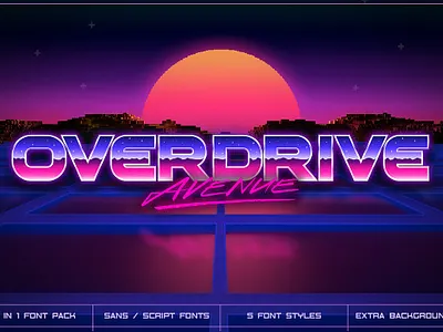 Overdrive Avenue 2 in 1 Retro Wave avenue font font family outrun overdrive overdrive avenue font retro retro wave retrofuturism retrowave sun sunset synth synth wave type typeset vapor vapor wave vaporwave vintage