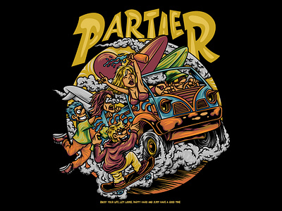 Party Van Illustration hippie