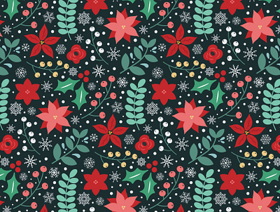 Christmas Floral christmas design digital art digital arts digital illustration graphic design illustration merry christmas pattern pattern design seamless pattern surface pattern