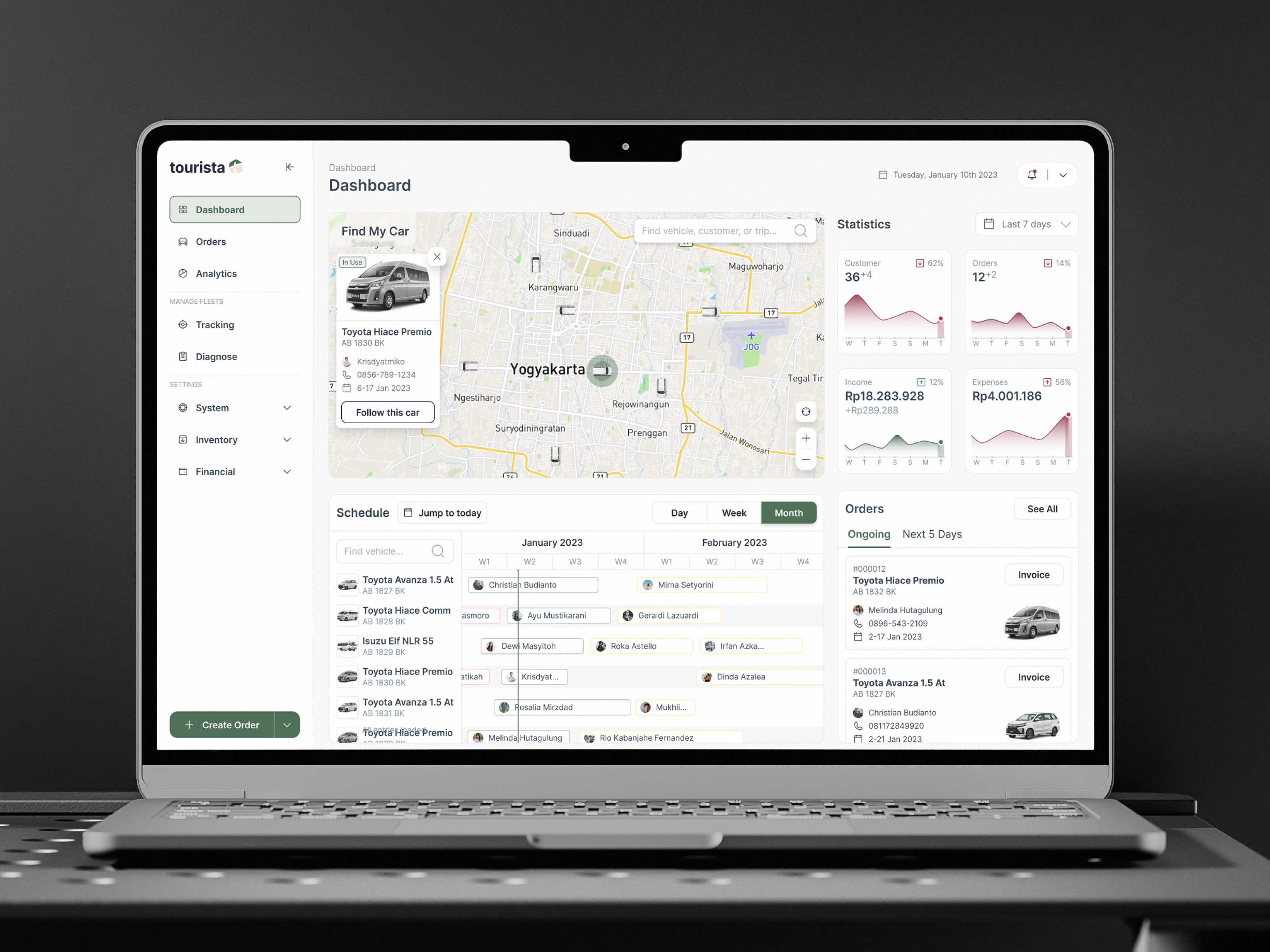 Tourista - Car Rental Management Dashboard 🚙 car rental dashboard design dashboard ui design fleet management fleet ui saas dashboard saas design ui ui design uiux ux ux design