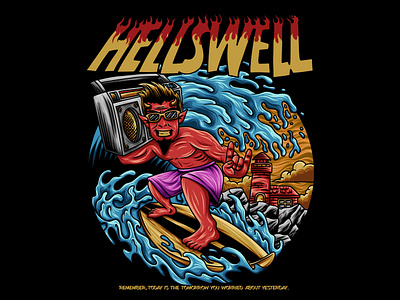 Surfer Demon Illustration background