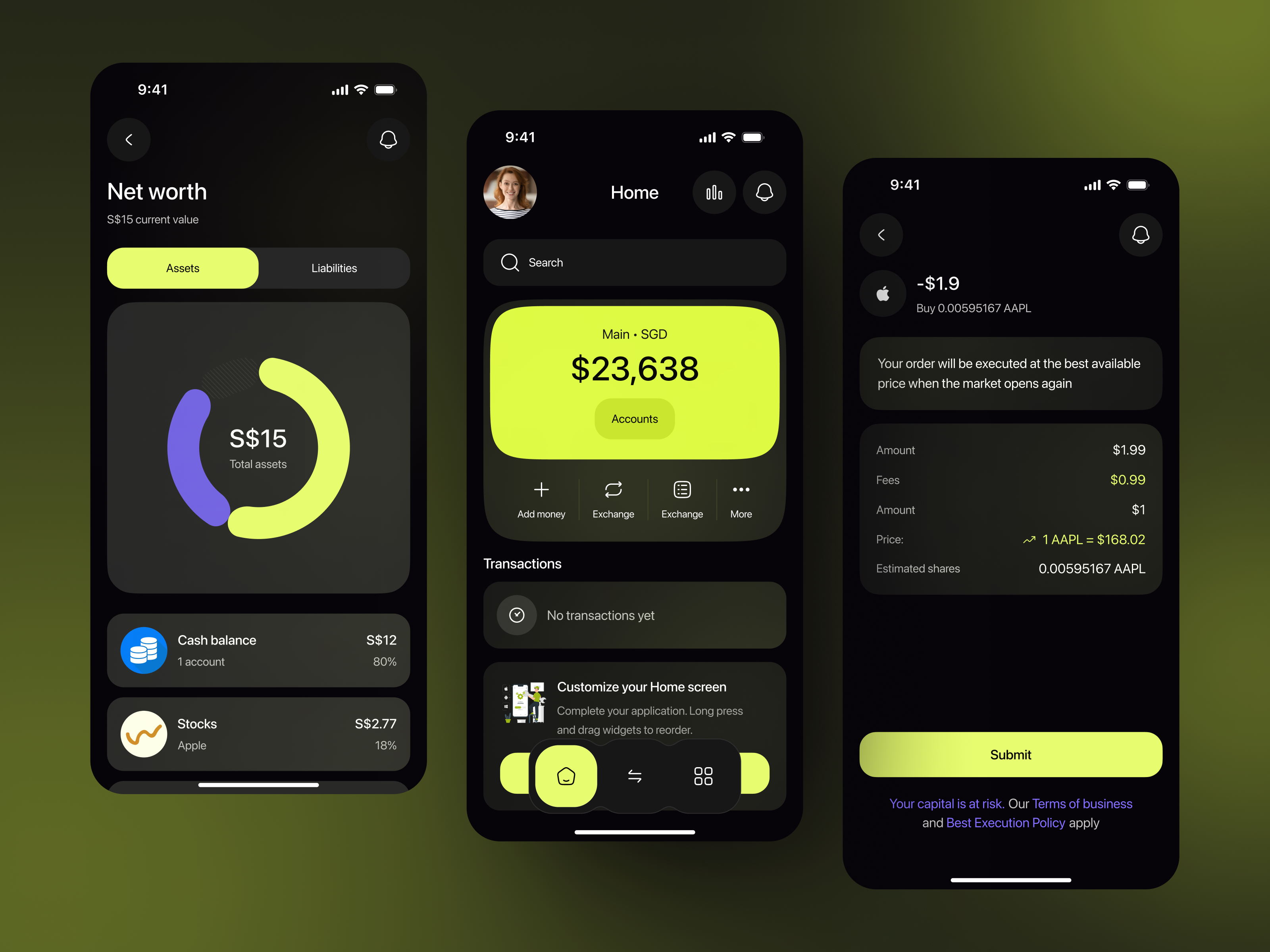 Example of Crypto Mobile App Design 