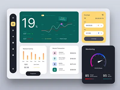 Investment Report Dashboard application application app banking clean dashboard data design finance fintech interface investment minimal money payment platform profile sidebar stats wallet web