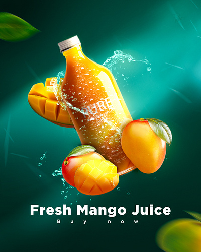 Mango Juice Poster Photo Manipulation in Photoshop 🥭 branding graphic design logo photomanuplutation photoshop poster design social media post