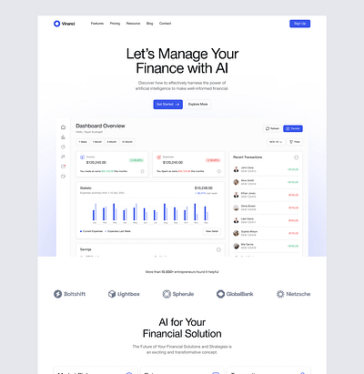 Vinanci - Site web de Finance AI branding design figma framer illustration ui uiux ux web design webflow