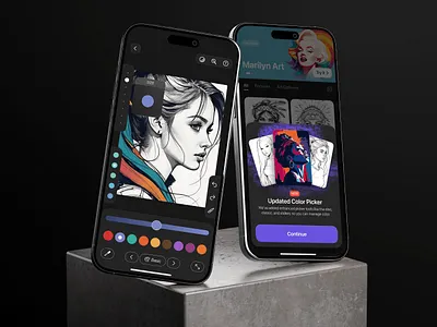 ColorZoom black calm color coloring colorzoom create creativity dark draw explore mindfulness mobile paint relaxation ui vector zoom