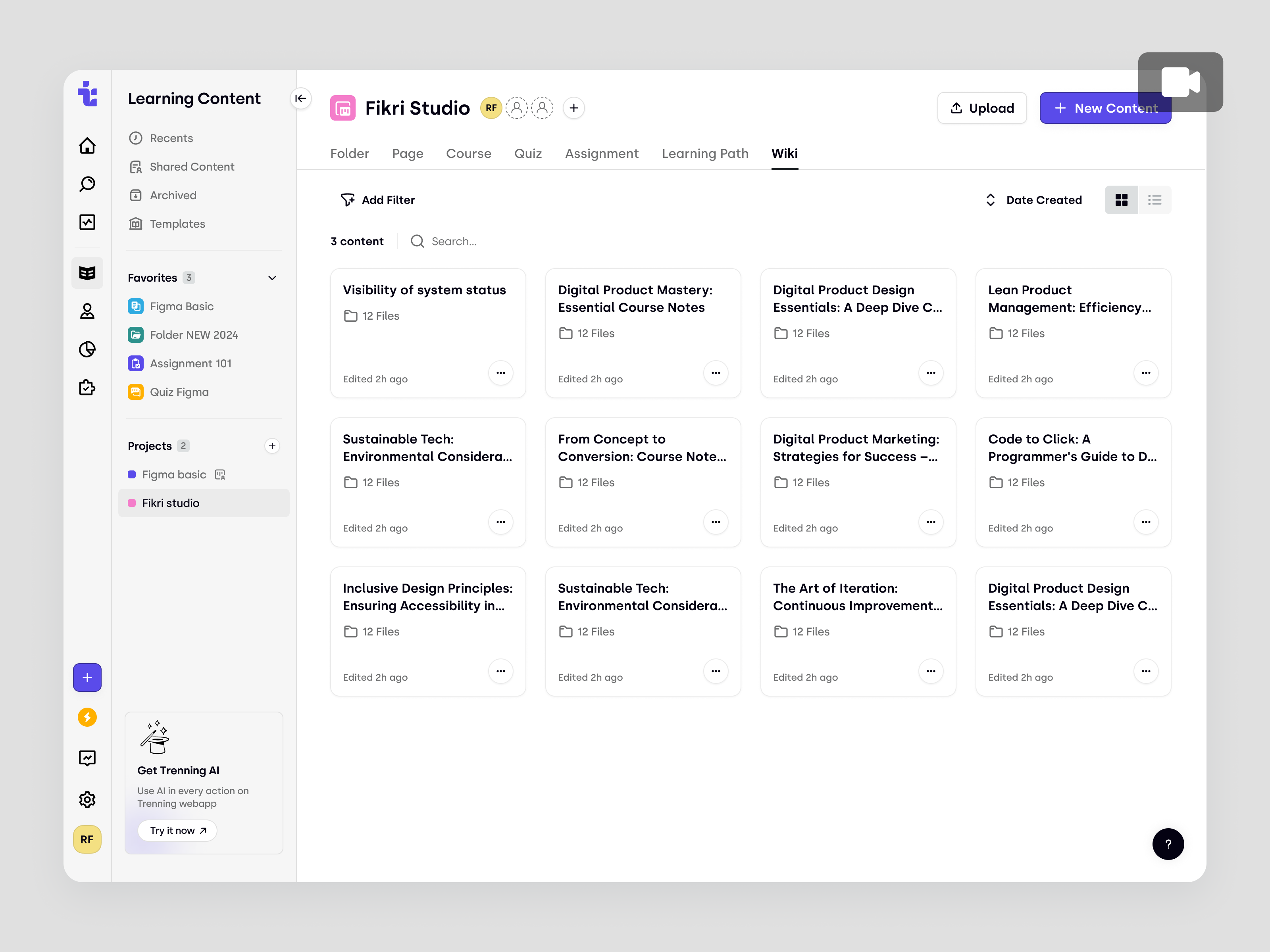 Trenning – Create New Wiki Content in the SaaS LMS animation course education education platform knowledge base knowledge management learning management system lms online course product design saas saas design school student team training ui ux web app web design wiki