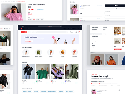 Multi-Vendor E-Commerce Platform branding buyer clothes design desktop fashion e commerse website figma minimal multi vendor navigation online shopping online store platform product ui ui design ux ux design web design