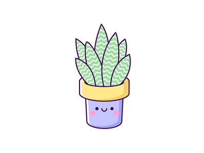 Cute Potted Succulent 🌿🌵 adobe illustrator cartoon cartoon character cartoon illustration character design cute cute illustration cuteart flower illustration kawaii plant potted succulent