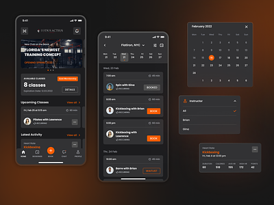 Fitness mobile app – Home screen app appointments calendar cards dark theme figma fitness ios app product design ui