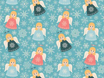 Christmas Angels angels christmas christmas angels design digital art digital arts digital illustration graphic design happy christmas illustration pattern pattern design seamless pattern surface pattern