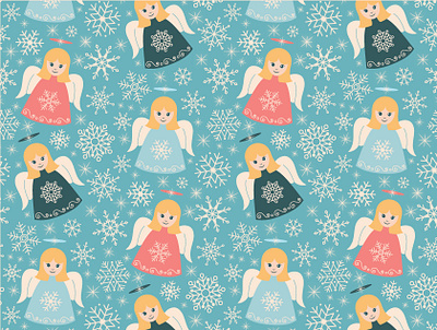 Christmas Angels angels christmas christmas angels design digital art digital arts digital illustration graphic design happy christmas illustration pattern pattern design seamless pattern surface pattern