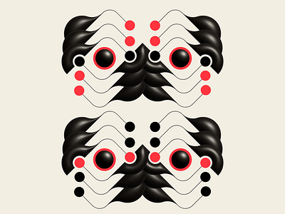 Pugs On Drugs abstract black design dogs geometric illustration messymod minimalist pug red vector