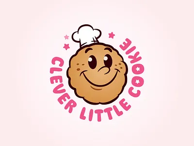 Clever Little Cookie baking cookie graphic design logo mascot pink