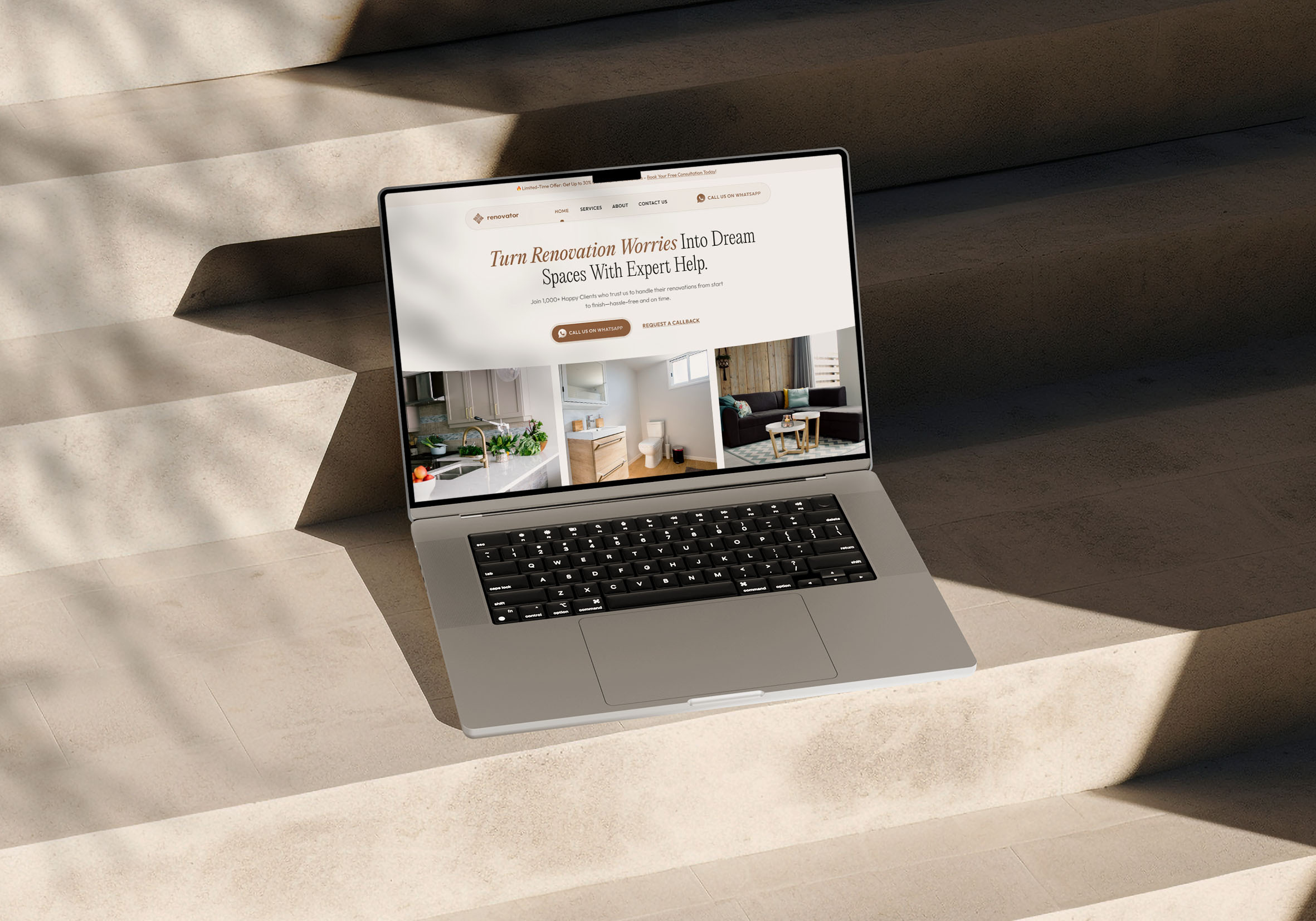 Renovator - Home Renovation Landing Page architecture construction interior landing page property website real estate agency renovation residence ui ux web design website