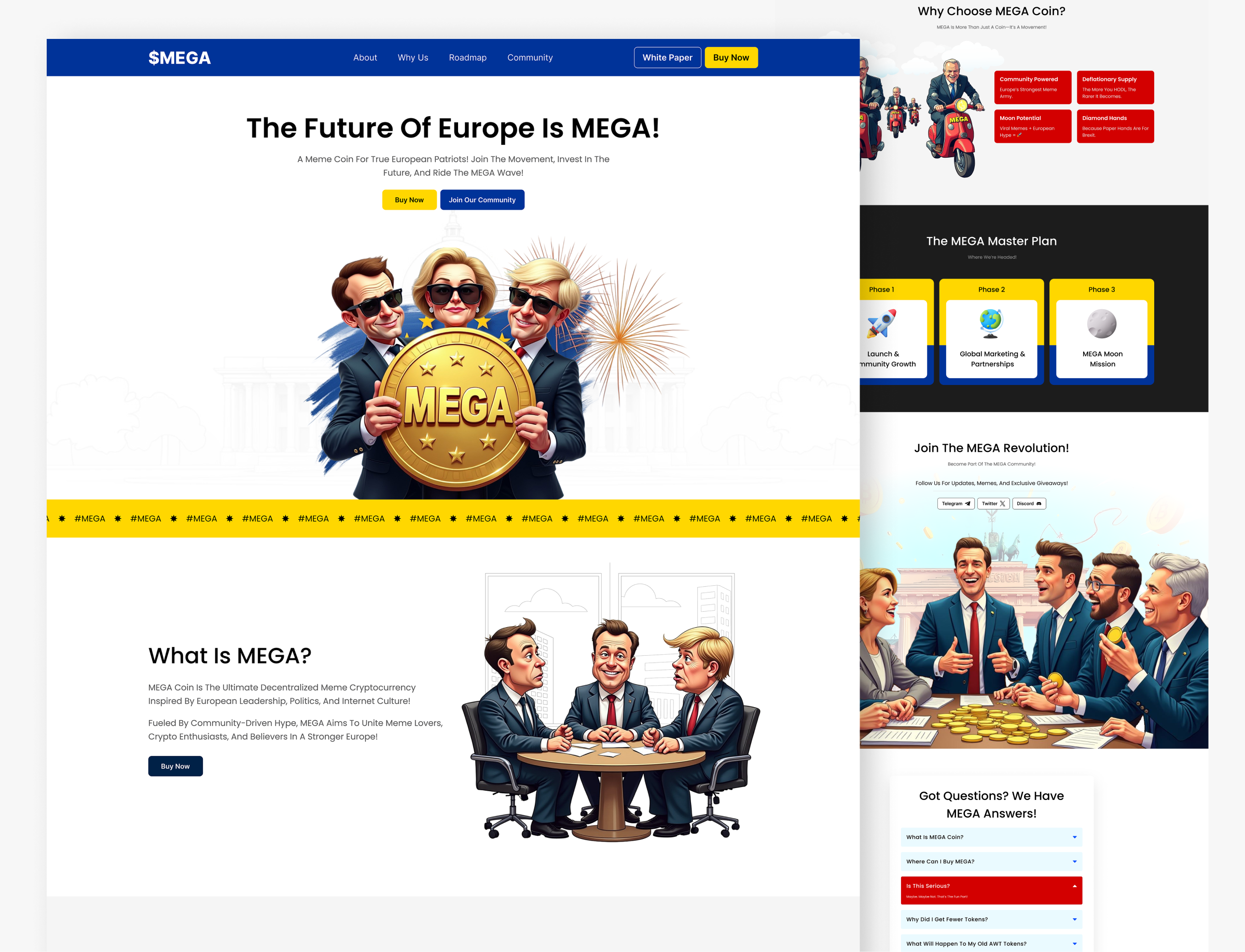 MEGA Token Meme Coin Figma Web UI Design crypto cryptocurrency figma figma design figma template graphic design landing page mega mega token memecoin memecoin website memecrypto memetoken token ui ui design ui kit uiux web design website design