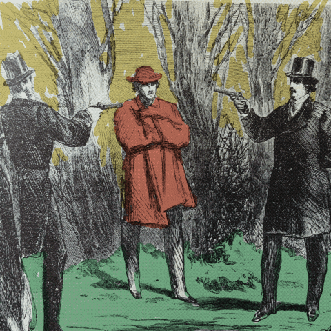 Three Men and a duck 2d animation collage found photo