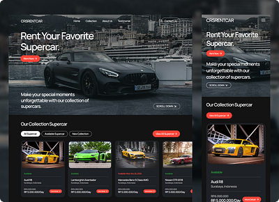 Web Rent Supercar cleanui dark minimalis supercar ui webrent