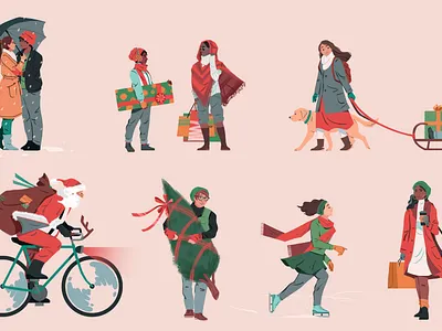 Christmas folks branding character christmas design editorial graphic illustration illustrator logo people spot ui ux vector xmas