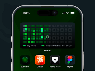 GitHub Contributions Comparison Concept - iOS Widget chart claude contribution data visualization device figma github gradient graph graphic design ios ios 18 iphone minimal mockup p3 track ui ux widget