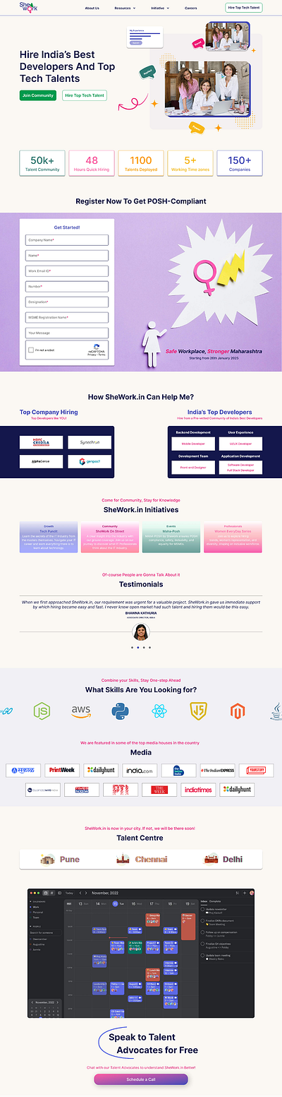 SheWorks.in - Homepage animation branding figma homepage ui