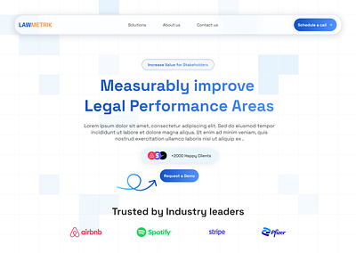 LAWMETRIK light theme landing page 3d animation branding graphic design logo motion graphics ui ux