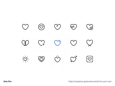 Heart Icons - Xnix Pro Pack design heart icon illustration like line icon linear icon shape stroke icon ui ux xnix xnix pro xnixpro