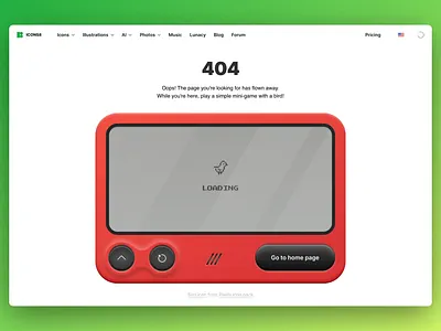 Flappy bird 404 error page 404 page app design application branding creative fun game gaming graphic design icons landing page product product design technology ui ux web design web development