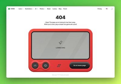 Flappy bird 404 error page 404 page app design application branding creative fun game gaming graphic design icons landing page product product design technology ui ux web design web development