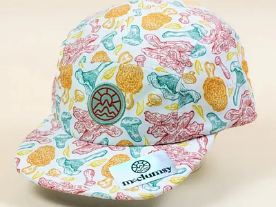 5-Panel Mushroom Hat for McClumsy Apparel apparel clothing colorful fabric fabric pattern fashion funky hat morel mushroom mushrooms pattern pattern design print repeat repeat pattern retro seamless seamless pattern textile