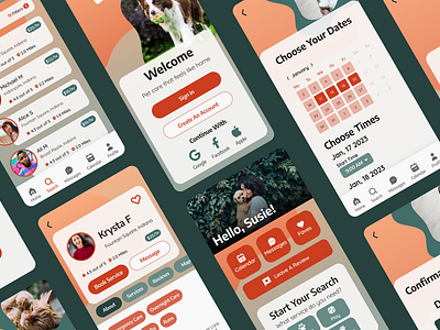 Bark! Dog Walking App Product Design branding design dog walking app graphic design product design ui ux wireframe