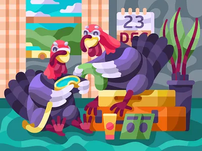 Turkey before thanksgiving day colorful design flat holidays illustration painting sabbatical thanksgiving day turkey vector